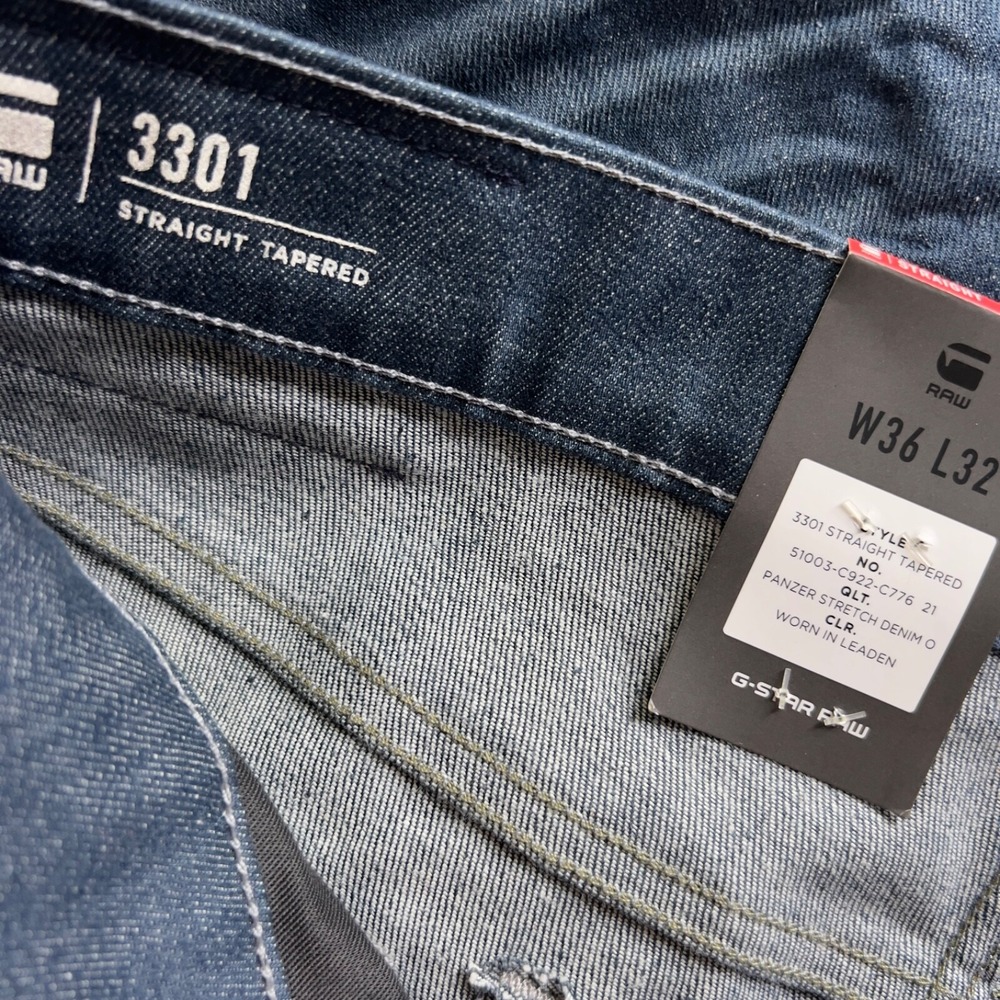 NWT G-STAR RAW‎ 3301 men's jeans size 36X32 straight tapered button fly - Picture 5 of 5